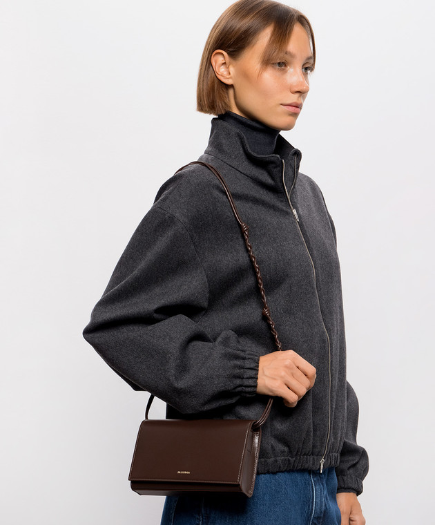 Jil Sander Коричневая кожаная сумка с принтом логотипа J10VL0023P4841 изображение 2