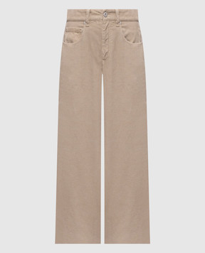 Brunello Cucinelli Бежевые вельветовые брюки с льном MP185P4021