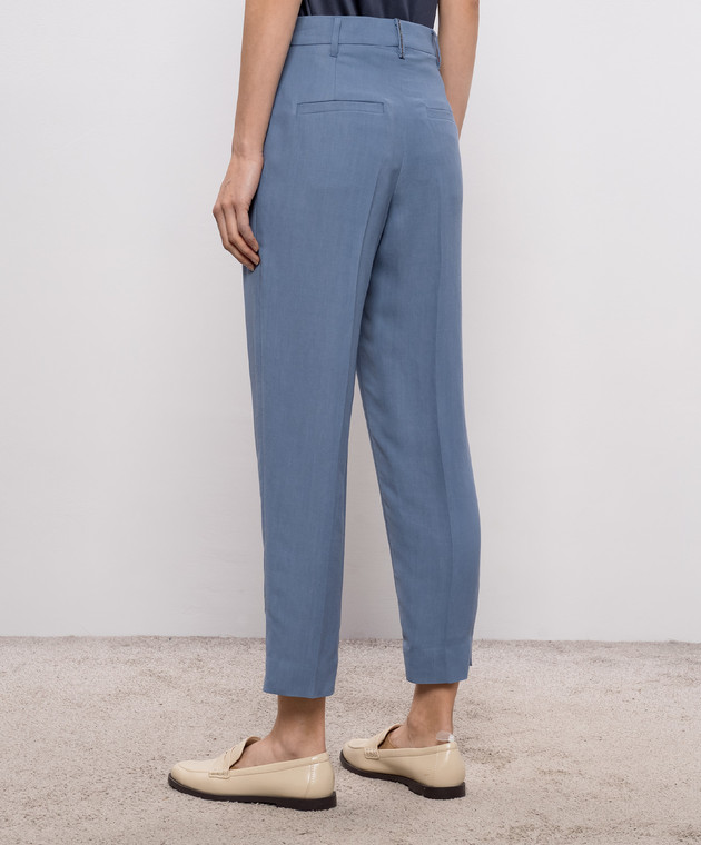 Brunello Cucinelli Сині штани з льоном з ланцюжком моніль MH126P8292 зображення 4