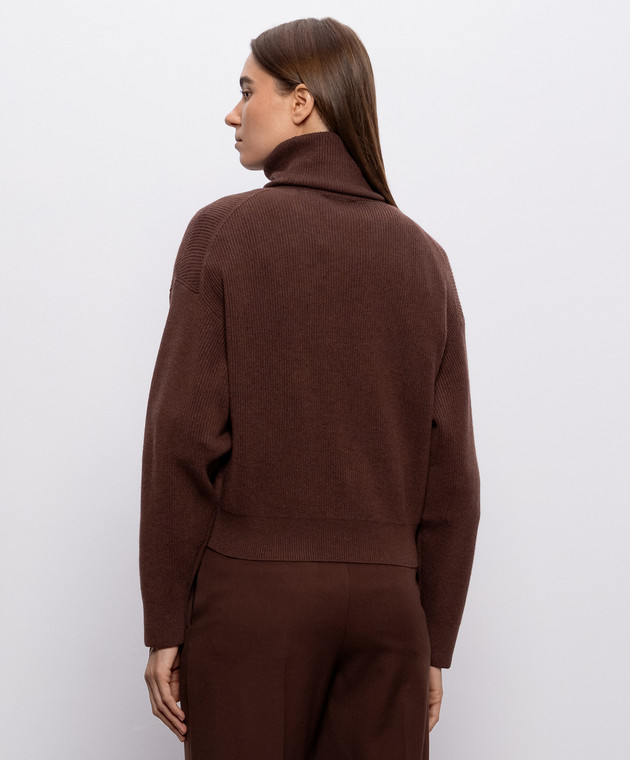 Brunello Cucinelli Коричневый свитер из шерсти, кашемира и шелка M16129313P изображение 4