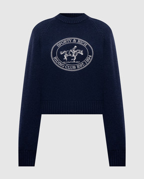 Sporty & Rich Синий свитер Joconde Riding Club из шерсти WS11785000BL106
