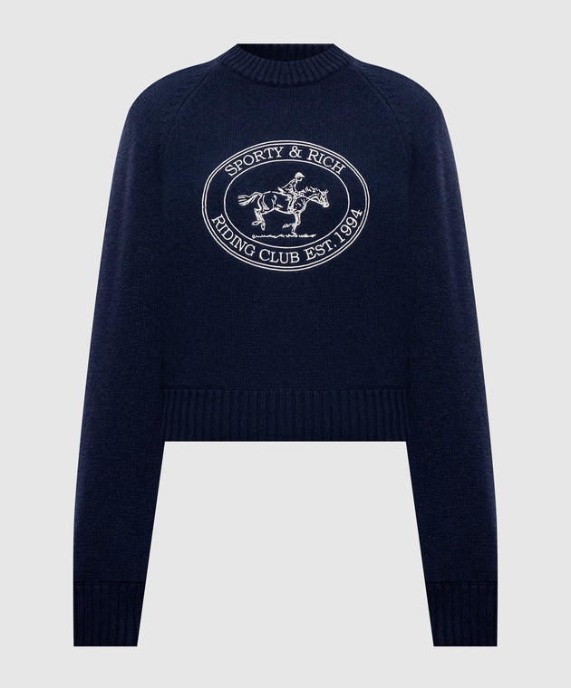 Sporty & Rich Синий свитер Joconde Riding Club из шерсти WS11785000BL106