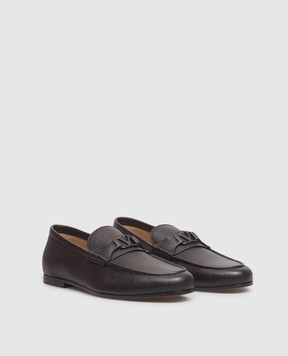 Valentino Черные кожаные лоферы из кожи оленя 9Y2S0O03AKL