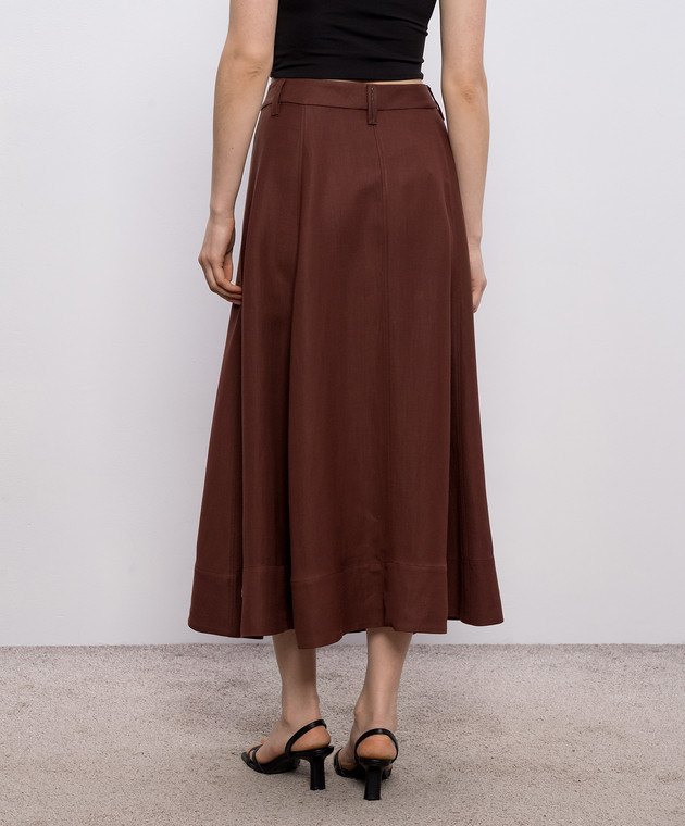 Brunello Cucinelli Коричневая юбка с шелком MH126G3951 изображение 4