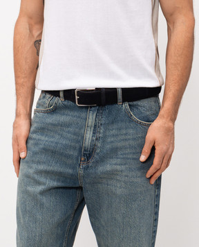 Santoni Синій замшевий ремінь з тисненням логотипа CM40VC003C07EACD