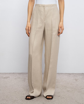 Agnona Бежеві штани з льону T71107YU3034