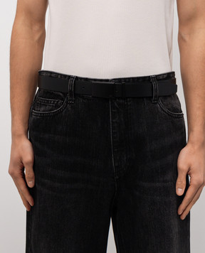 Juun.j Чорний шкіряний ремінь з гравіюванням логотипа JC618ZP105