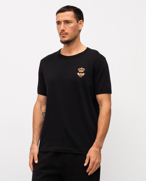 Dolce&Gabbana Черная футболка с брендовой вышивкой G8PV1ZG7WUQsh