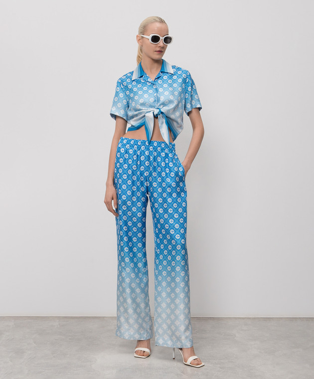 Casablanca Синие брюки из шелка в принт WSS26TR37202 изображение 2