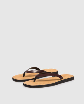 The Row Бордові шкіряні шльопанці City Flip Flop F1388L60C