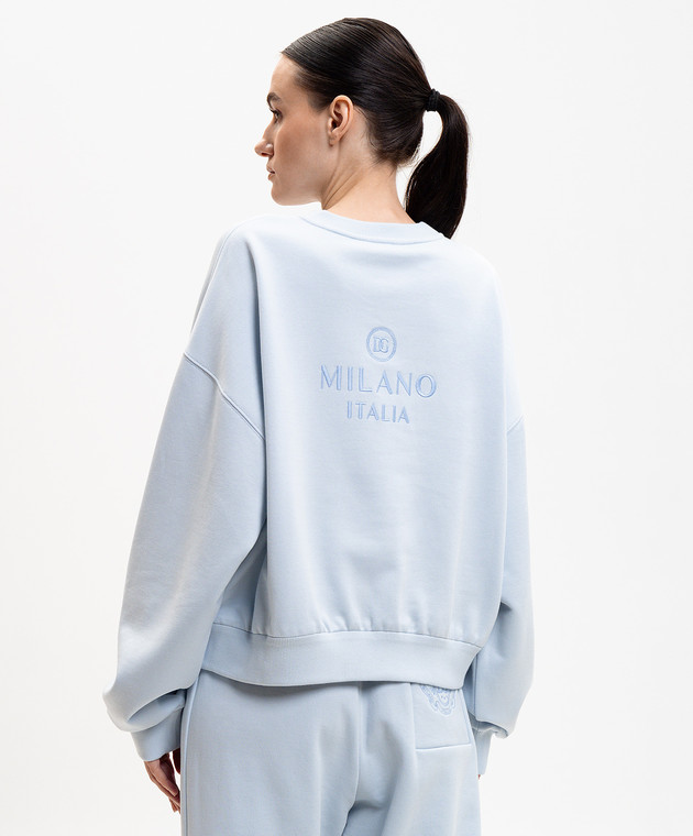 Dolce&Gabbana Блакитний світшот з вишивкою F9Q92ZGDDMO зображення 4