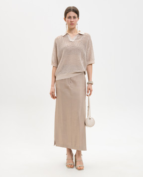 Peserico Бежевая юбка с леном P05143Z01921