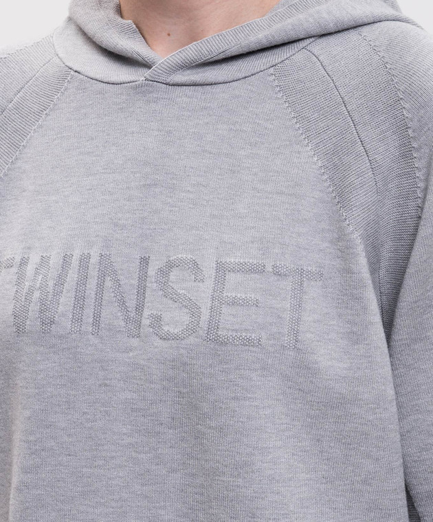 Twinset Серые худи с узором логотипа 262LI3NCC изображение 5