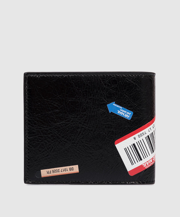 Balenciaga Чорне шкіряне портмоне Sticker-Print Crinkled 8671482ACHI зображення 2