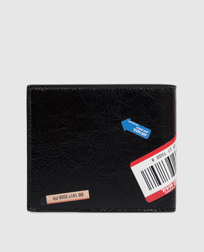 Balenciaga Черный кожаный портмоне Sticker-Print Crinkled 8671482ACHI