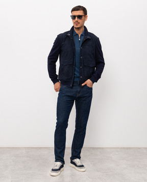 Canali Синя комбінована куртка LE00298O70491