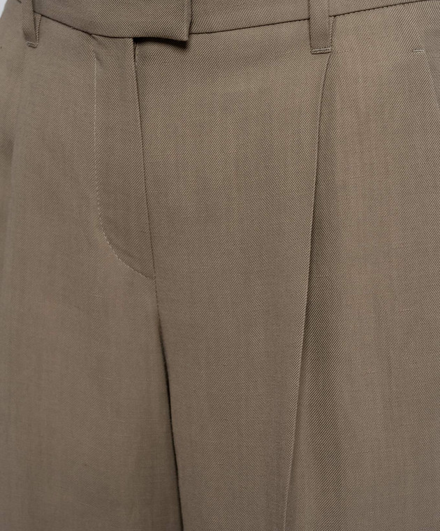 Brunello Cucinelli Коричневі штани з льоном з ланцюжком моніль MH126P8884 зображення 5