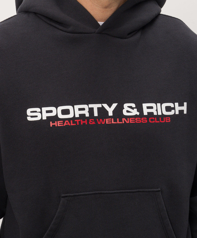 Sporty & Rich Чорний утеплений спортивний костюм з принтом логотипа ST11082000BA01PA088820 зображення 5