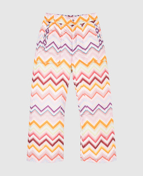 Missoni Детские розовые горнолыжные брюки в брендовый принт MZ6A70N0443