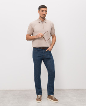 Canali Бежеве поло з бавовни MK02461C0454