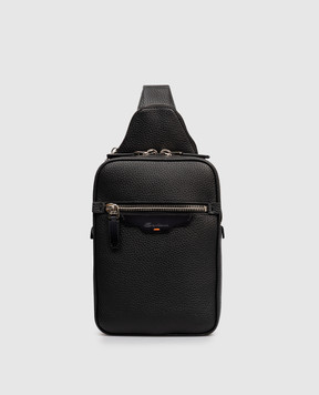Santoni Чорна шкіряна сумка-слінг з логотипом UIBBA2869BSAITB