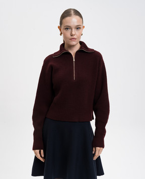 Max Mara Бордовий светр Nadar з вовни та кашеміру з блискавкою NADAR