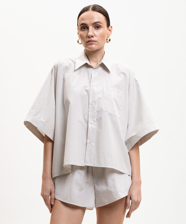 Maison Margiela MM6 Рубашка цвета айвори в полоску S52DL0236M35730 изображение 3