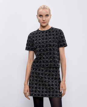Christian Dior Чорний твідовий топ у візерунок 424S36AM752