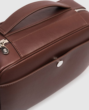 Brunello Cucinelli Коричневый кожаный несесер с тиснением логотипа MWZNBU441