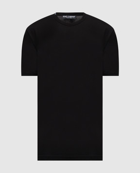Dolce&Gabbana Чорна футболка прямого крою з нашивкою логотипа G8JX7TFU7EQ