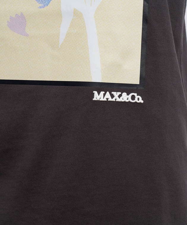 Max & Co Сіра футболка Gnuno з фактурним логотипом MCOOGNUNO зображення 5