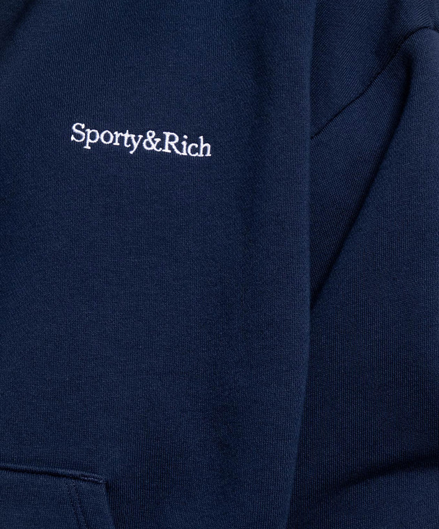 Sporty & Rich Синяя утепленная спортивная куртка с вышивкой логотипа ST10284300BL106w изображение 5