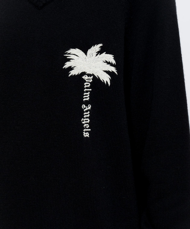 Palm Angels Черный свитер из шерсти и кашемира PAMHD001KN002w изображение 5