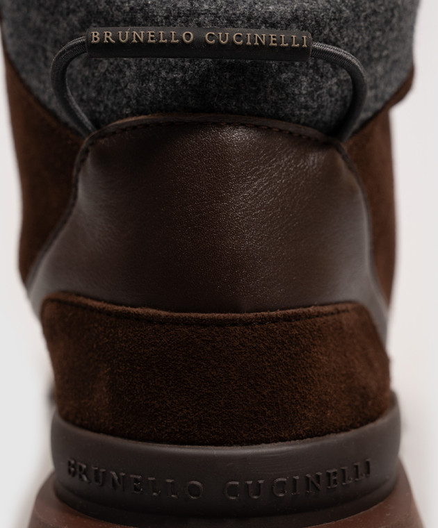 Brunello Cucinelli Коричневые замшевые ботинки на меху MZSFG3377 изображение 5