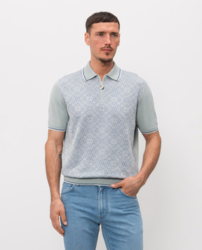 Stefano Ricci Зелене поло з шовком в геометричний візерноук K616461P31F26223