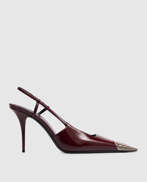 Saint Laurent Бордовые кожаные слингбеки JEANNE 841158AAFGC