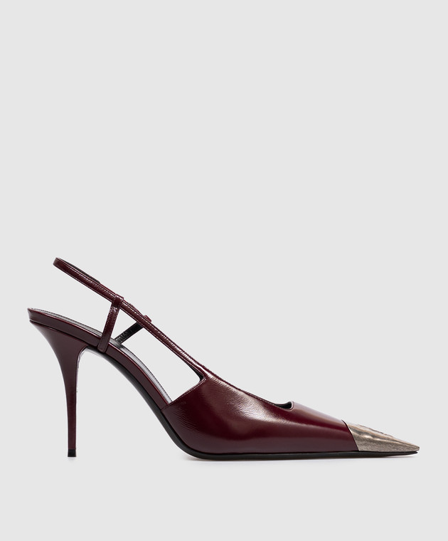 Saint Laurent Бордові шкіряні слінгбеки JEANNE 841158AAFGC