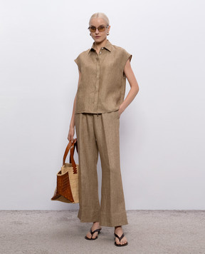 Herno Коричнева сорочка з льону без рукавів CM000049D17105Z