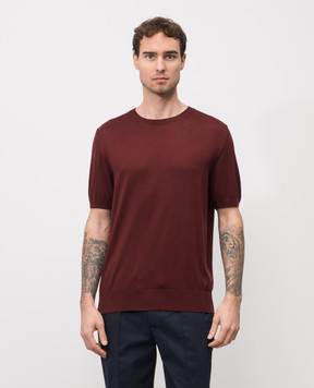 ISAIA Коричнева футболка із шовку та кашеміру MG8442Y0535