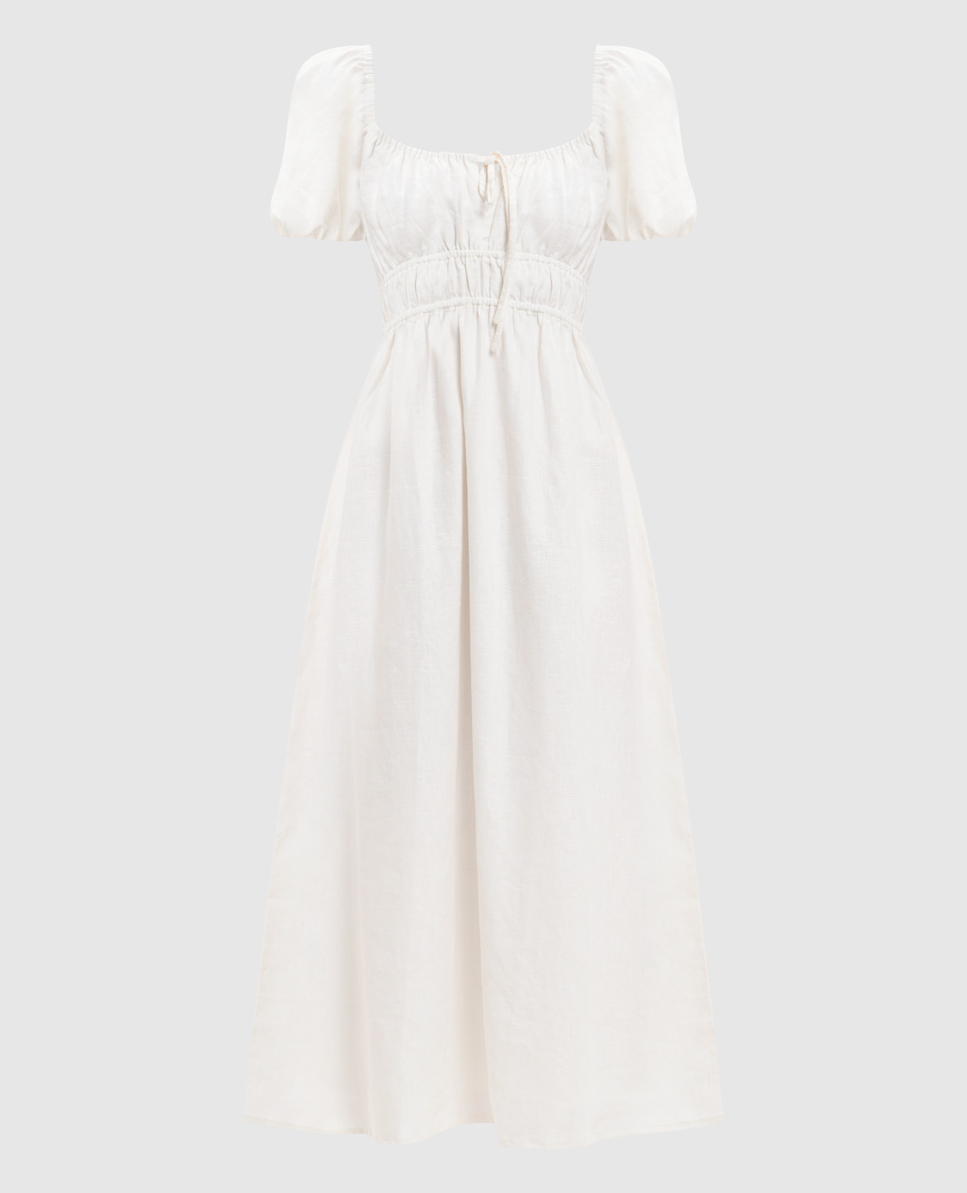 

Белое платье миди Brigitte из льна, Белый, Повседневные платья