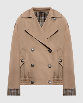 Brunello Cucinelli Бежева двобортна куртка з льоном ML5977604P