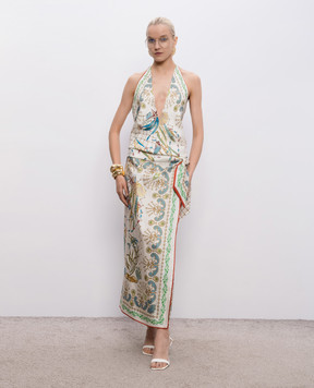 MANTERO 1902 Топ Erita кольору айворі із шовку в принт 1079F0030G0880E