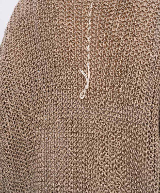 Intoca Бежевый ажурный свитер из льна 261LILLPO0102 изображение 5