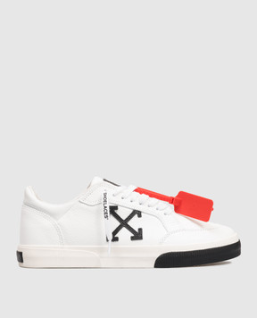 Off-White Белые кожаные кроссовки Vulc Low с эмблемой OMIA293C99LEA002