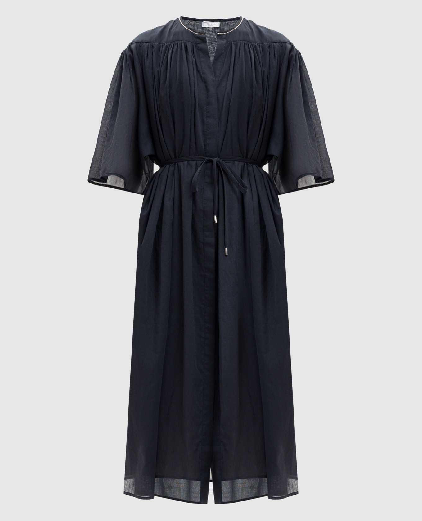 Синее платье-рубашка миди