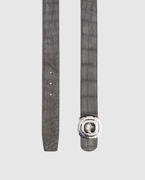 Stefano Ricci Серый ремень из кожи крокодила с эффектом нубука N381CNC550P