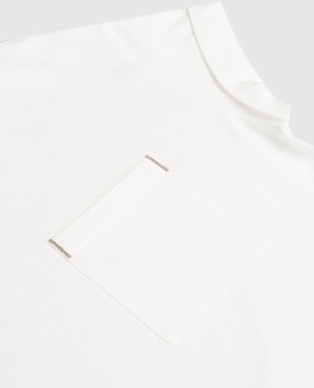 Brunello Cucinelli Дитяча біла футболка з ланцюжком моніль B0T81T458C