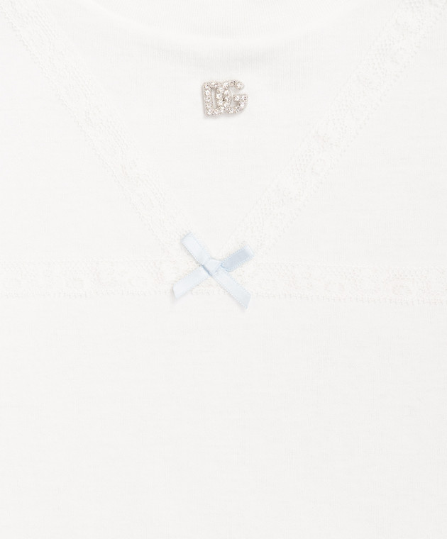 Dolce&Gabbana Дитяча біла футболка з мереживом L5JTQMG7PYG46 зображення 3