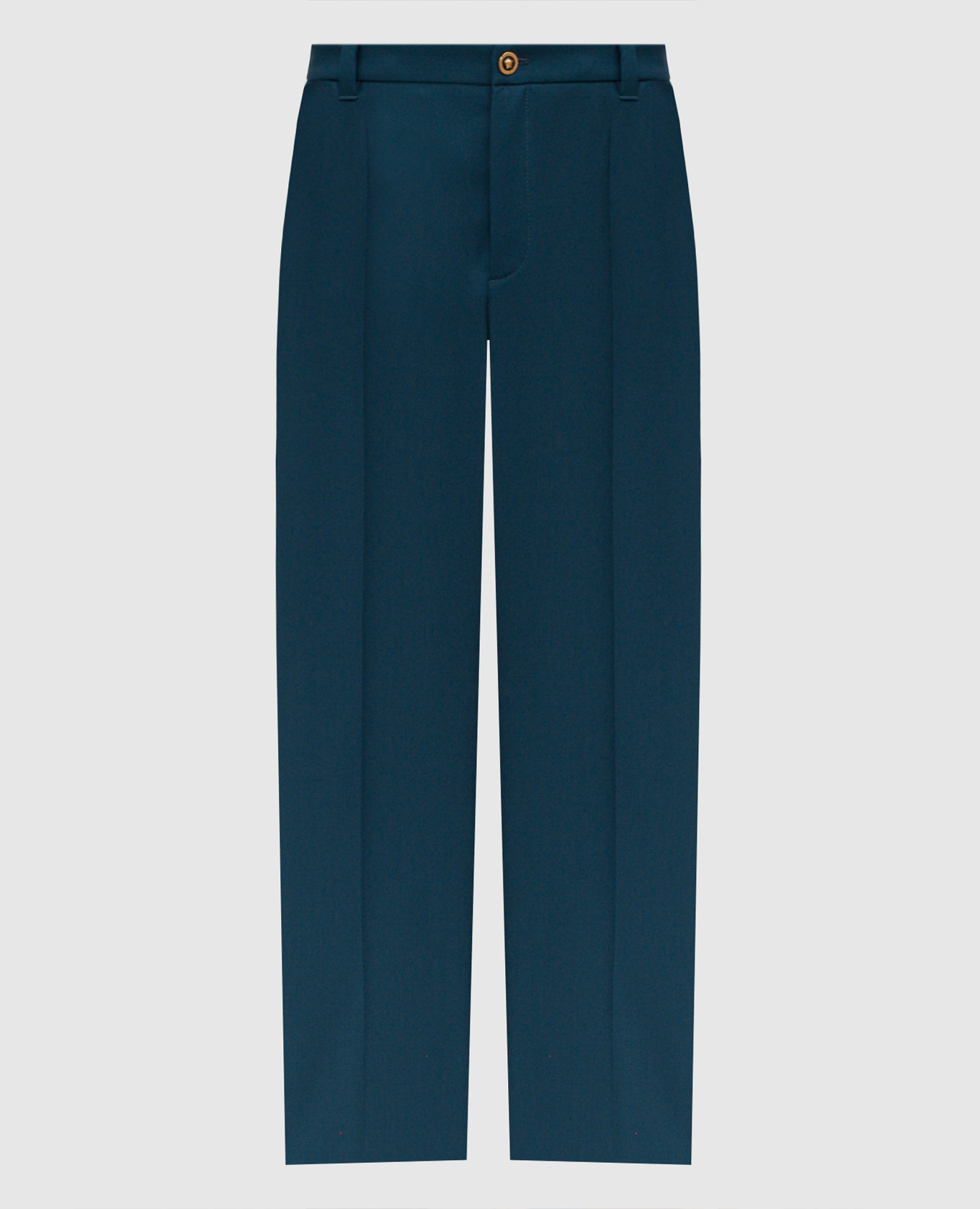 

Зеленые брюки из шерсти с логотипом, Зеленый, Прямые брюки