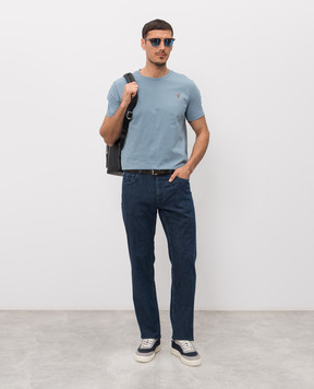 Trussardi Голубая футболка с принтом эмблемы G0568000127NMTS14J02